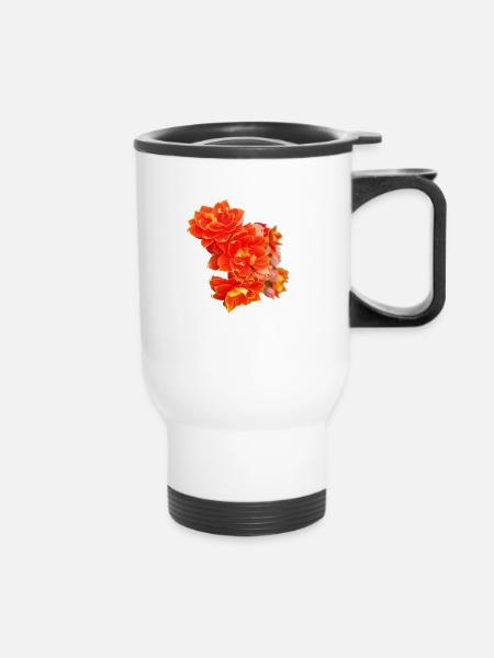 FRÜHLINGSBLUMEN (Dahlie) - Thermobecher mit Tragegriff - Weiß