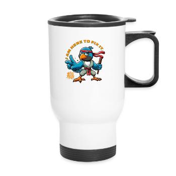 KUNG FU BIRD - I am here to fix it - Thermal mug with handle - white - Front