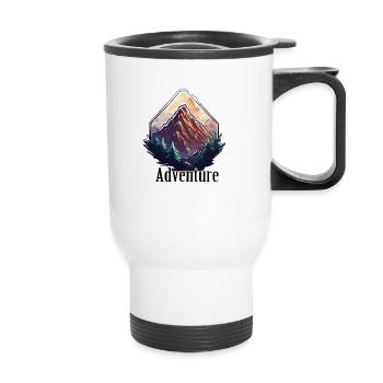 Aventure / Montagne / Pics / Randonnée / Tyrol - Tasse isotherme avec poignée - blanc - Devant