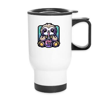 Bubble Tea Paresseux Boba Tea Kawaii Cadeau - Tasse isotherme avec poignée - blanc - Devant