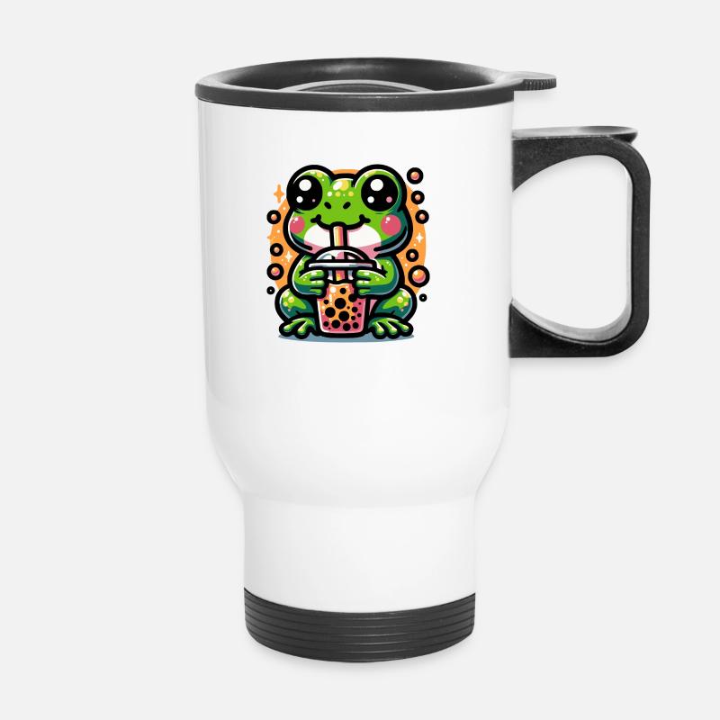 Bubble Tea Grenouille Boba Tea Kawaii Cadeau - Tasse isotherme avec poignée - blanc