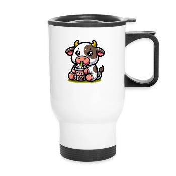 Bubble Tea vache Boba Tea Kawaii cadeau - Tasse isotherme avec poignée - blanc - Devant