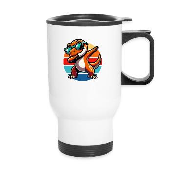 Dabbing T-Rex Vintage Sunset - Tasse isotherme avec poignée - blanc - Devant