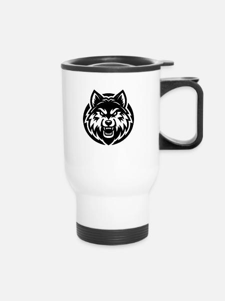 Angry Wolf Design - Thermobecher mit Tragegriff - Weiß