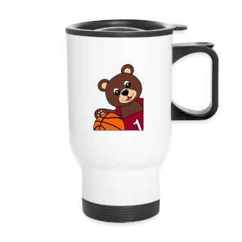 Bear with Basketball - Basketball Motif - Thermal mug with handle - white - Front