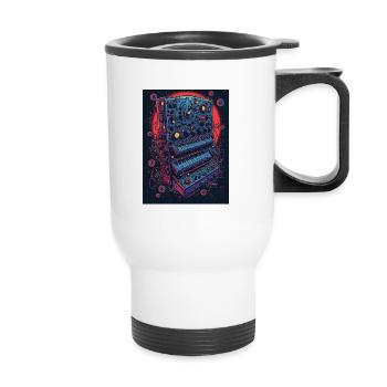 Appareil de musique électronique futuriste - Tasse isotherme avec poignée - blanc - Devant