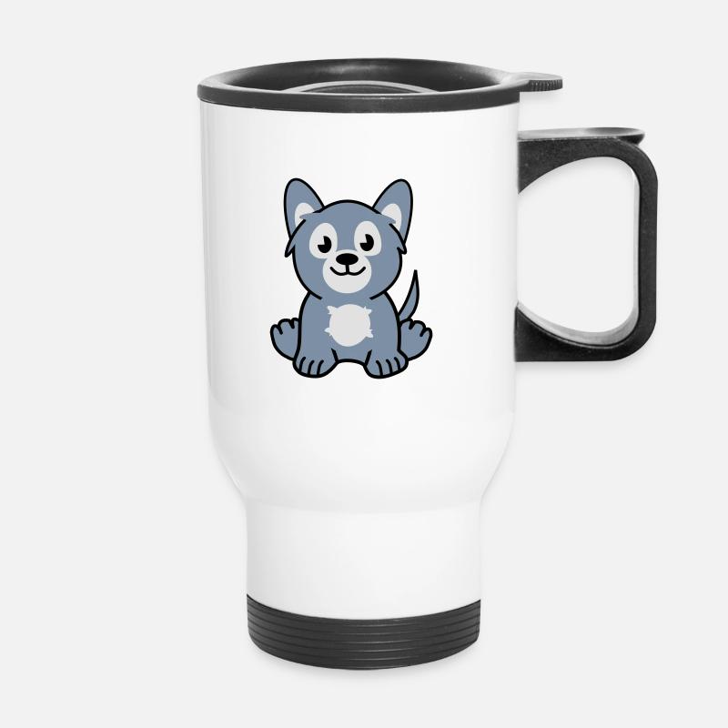 Young wolf - Thermal mug with handle - white