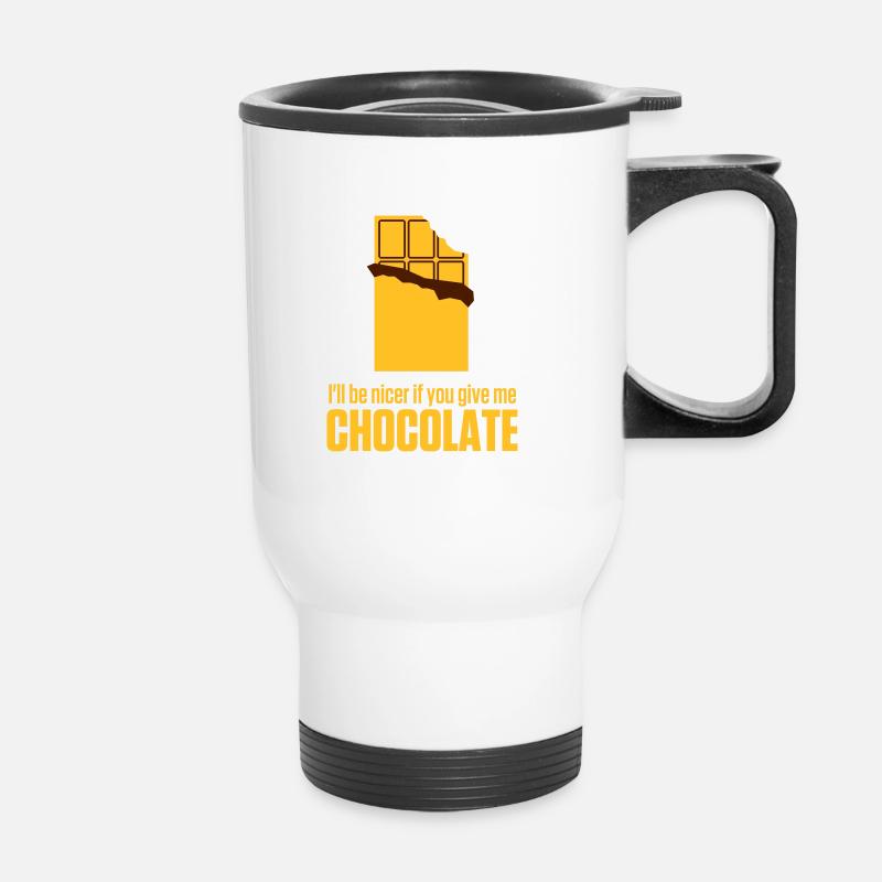 Give me chocolate. Then I am also friendly! - Thermal mug with handle - white