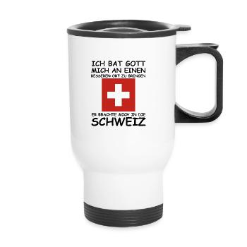 Ich bat Gott mich an einen besseren Ort zu bringen - Thermobecher mit Tragegriff - Weiß - Vorne