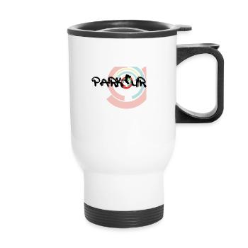 Parkour, Freerunning Backflip Freestyly Acrobatic - Thermal mug with handle - white - Front