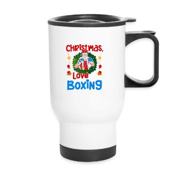Christmas Love Boxing Boxer Weihnachtsgeschenk - Thermobecher mit Tragegriff - Weiß - Vorne