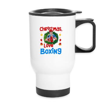 Christmas Love Boxing Boxer Weihnachtsgeschenk - Thermobecher mit Tragegriff - Weiß - Vorne