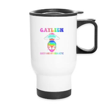 Gender Lesben, Schwule, Trans, Queer Regenbogen - Thermobecher mit Tragegriff - Weiß - Vorne
