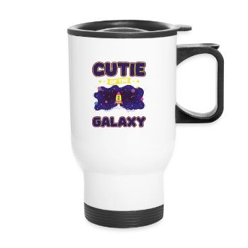 Galaktisch Süß: "Cutie of the Galaxy Mädchen, Girl - Thermobecher mit Tragegriff - Weiß - Vorne