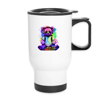 DJ ours, nounours Teddy, dessin animé, musique, concerts festivals - Tasse isotherme avec poignée - blanc - Devant