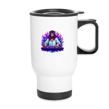 Rave, Techno, House, Party, EDM, Festival, Goa, Electro - Tasse isotherme avec poignée - blanc - Devant