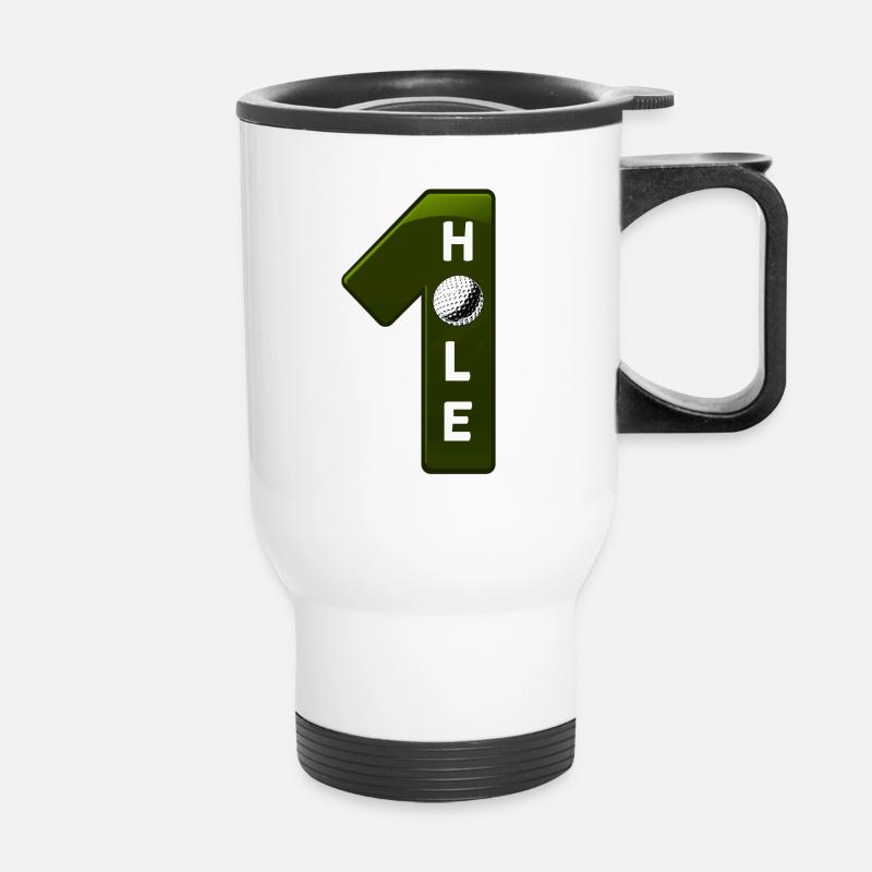 Golf: Hole in one - grün - Thermobecher mit Tragegriff - Weiß