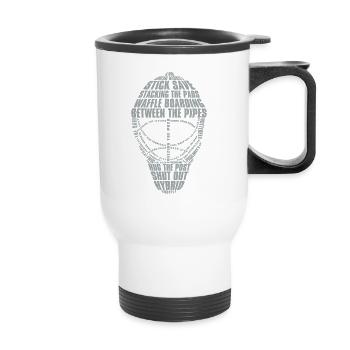 Hockey Goalie Mask (light colour design) - Thermal mug with handle - white - Front