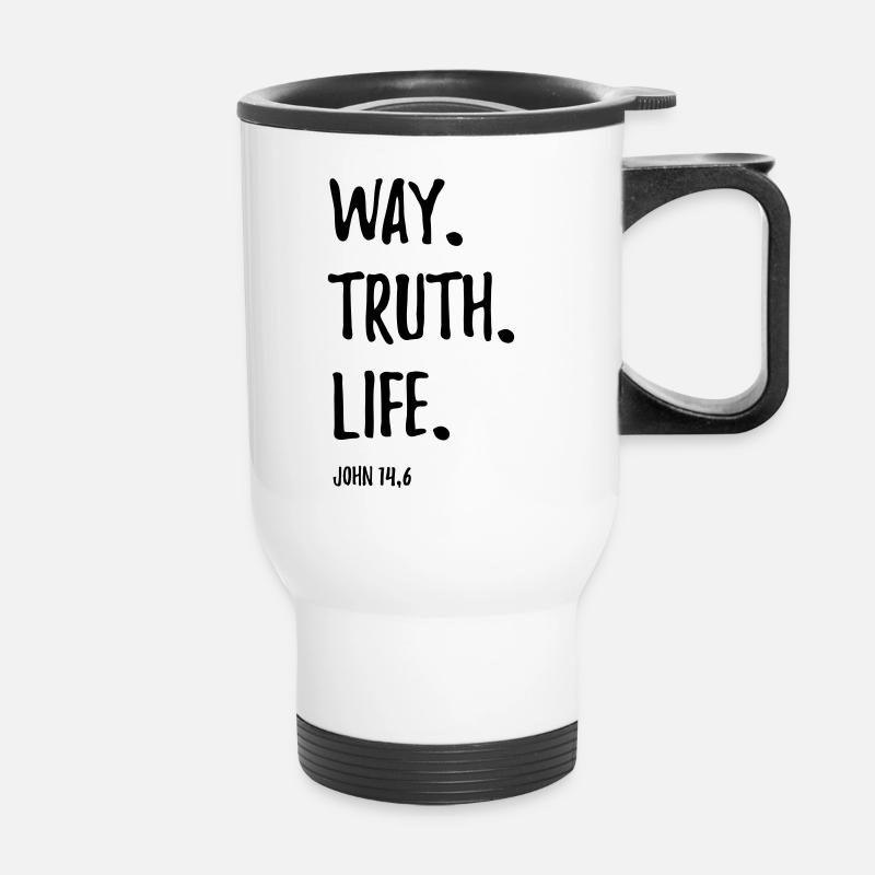 Way Truth Life - John 14:6 - Thermobecher mit Tragegriff - Weiß