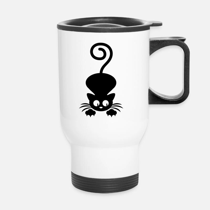 Katze - Thermobecher mit Tragegriff - Weiß