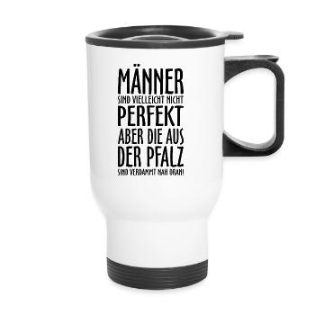 Männer aus der Pfalz (Schwarz) - Thermobecher mit Tragegriff - Weiß - Vorne