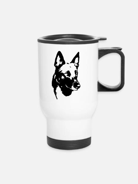 Malinois Kopf - Thermobecher mit Tragegriff - Weiß