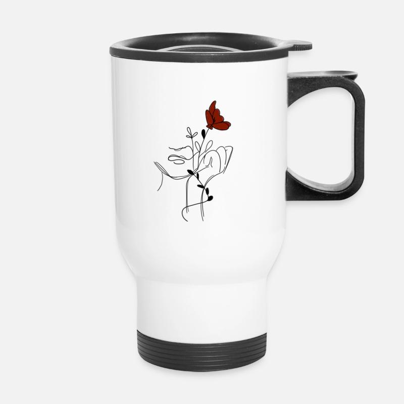 flowery girl - Thermal mug with handle - white