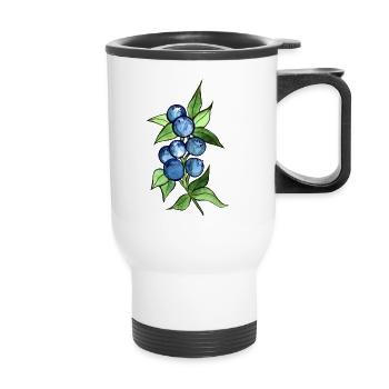 Blaubeeren - Thermobecher mit Tragegriff - Weiß - Vorne