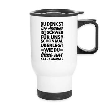 Abschiedsgeschenk Kollegen Jobwechsel - Thermobecher mit Tragegriff - Weiß - Vorne
