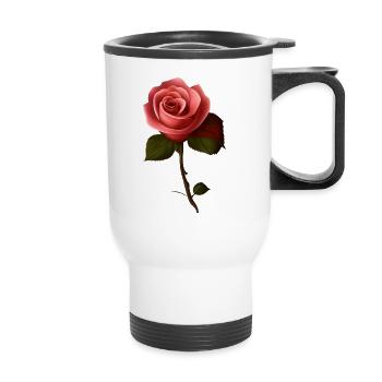 Rose - Tasse isotherme avec poignée - blanc - Devant