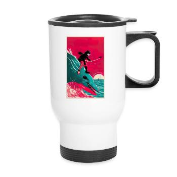 ASIASTYLE Samuraicat - Thermal mug with handle - white - Front