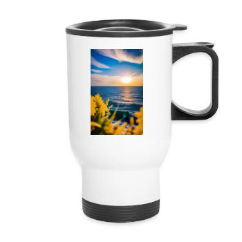 Coucher de soleil - Tasse isotherme avec poignée - blanc - Devant