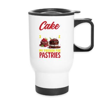 Mukbang and Cake - Thermal mug with handle - white - Front