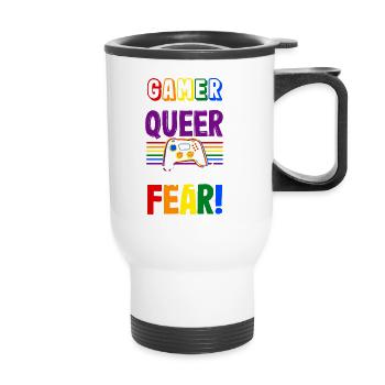 Gamer and queer, nothing to fear! - Thermobecher mit Tragegriff - Weiß - Vorne