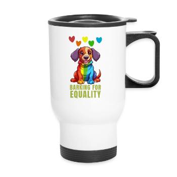 Aboiements pour l'égalité - Gay pride - Tasse isotherme avec poignée - blanc - Devant