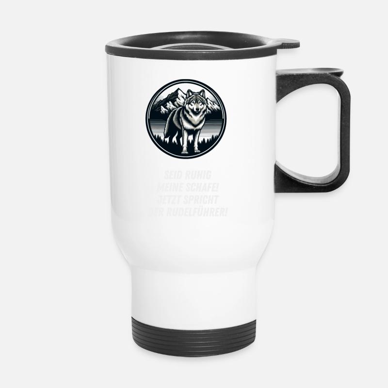Wolfsdesign mit selbstbewussten Spruch! - Thermobecher mit Tragegriff - Weiß