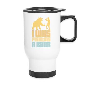 I Was Fighting A Bear Surgery Broken Arm Injury - Thermal mug with handle - white - Front