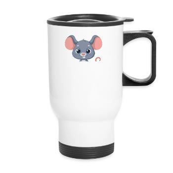 Pocket Maus - Mausdesign - Thermobecher mit Tragegriff - Weiß - Vorne
