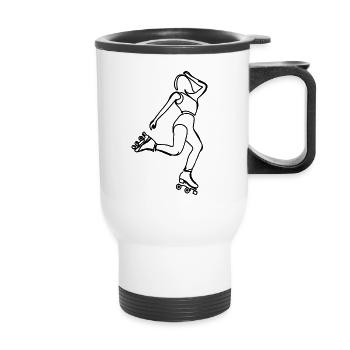 Roller Skating Girl - Thermal mug with handle - white - Front