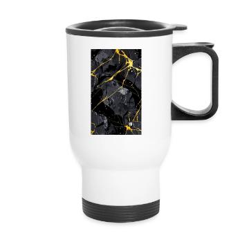 Marmor Marmor Granit schwarz und golden oder GF - Thermobecher mit Tragegriff - Weiß - Vorne