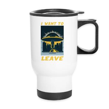 I Want To Leave Humour Burn Out & Escape - Thermal mug with handle - white - Front
