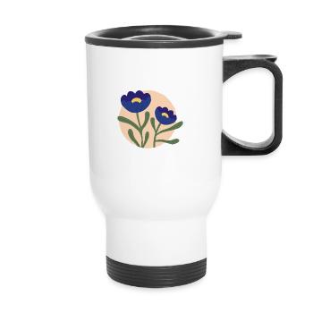Blumen blau - Thermobecher mit Tragegriff - Weiß - Vorne