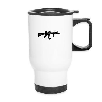 Rifle | Military submachine gun fully automatic - Thermal mug with handle - white - Front