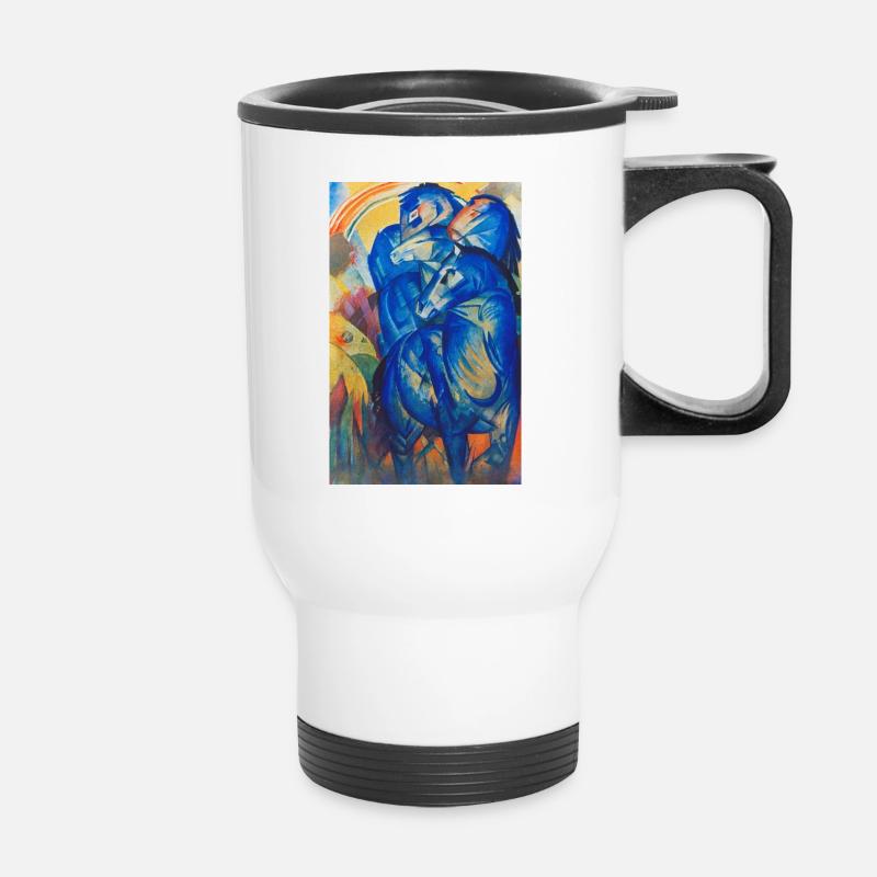 Franz Marc - Turm der blauen Pferde. 1913. - Thermobecher mit Tragegriff - Weiß