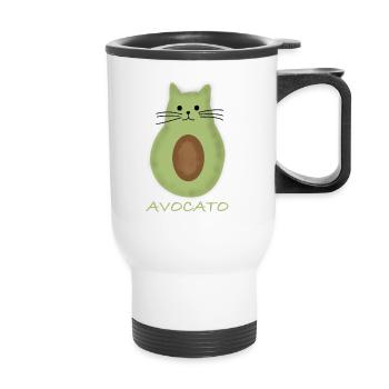 Avocato | Avocado, Katze, Katzenliebhaber - Thermobecher mit Tragegriff - Weiß - Vorne
