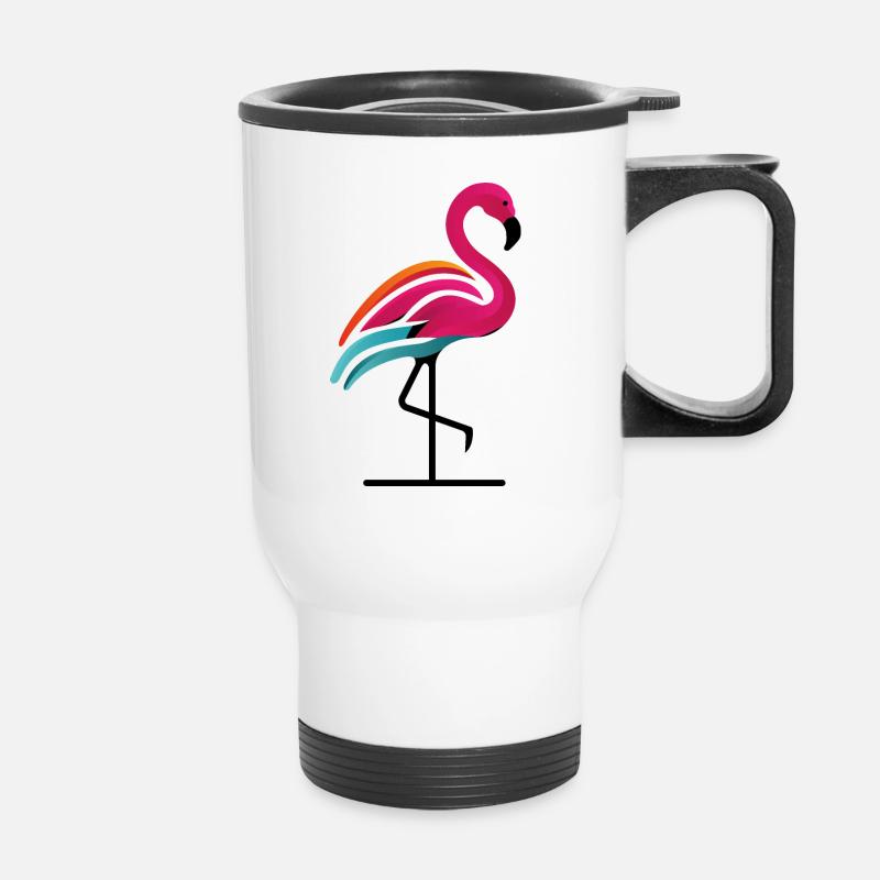 Flamingo - Thermal mug with handle - white