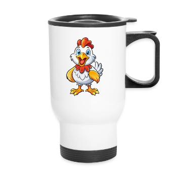 Poulet heureux - Tasse isotherme avec poignée - blanc - Devant