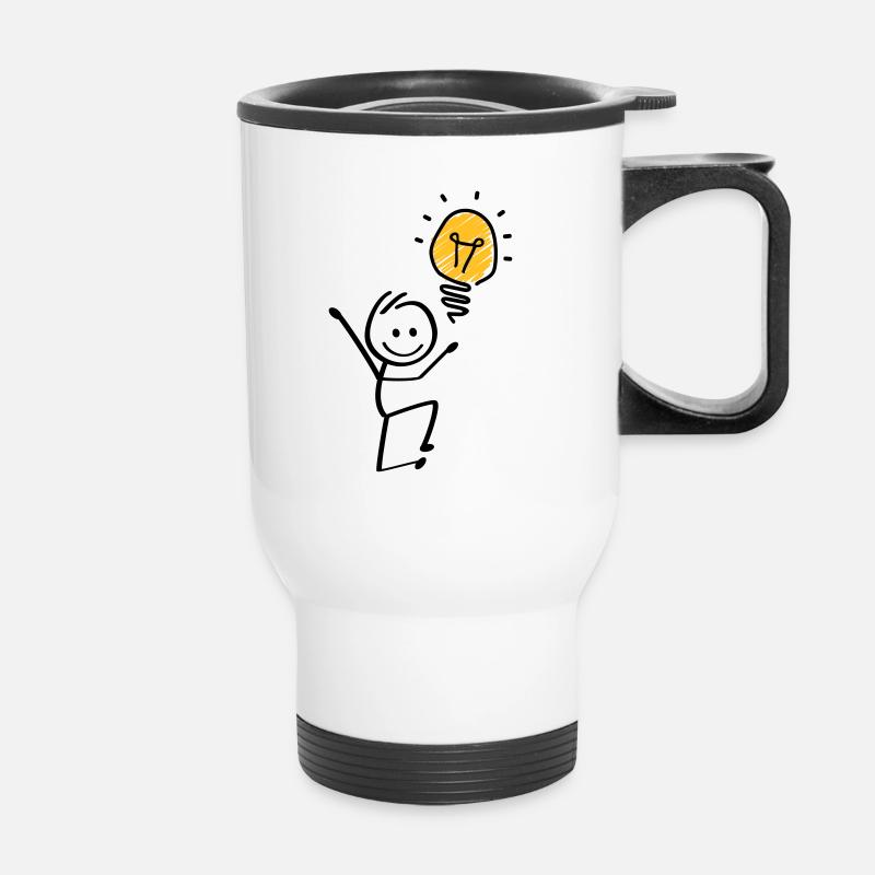 Idées ampoules, idée géniale. séance de brainstorming - Tasse isotherme avec poignée - blanc