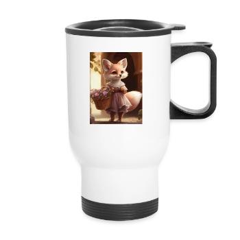Vixen with flower basket gift - Thermal mug with handle - white - Front