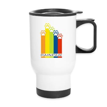 Rainpaw Regenbogen Hundepfote - Hund - Thermobecher mit Tragegriff - Weiß - Vorne